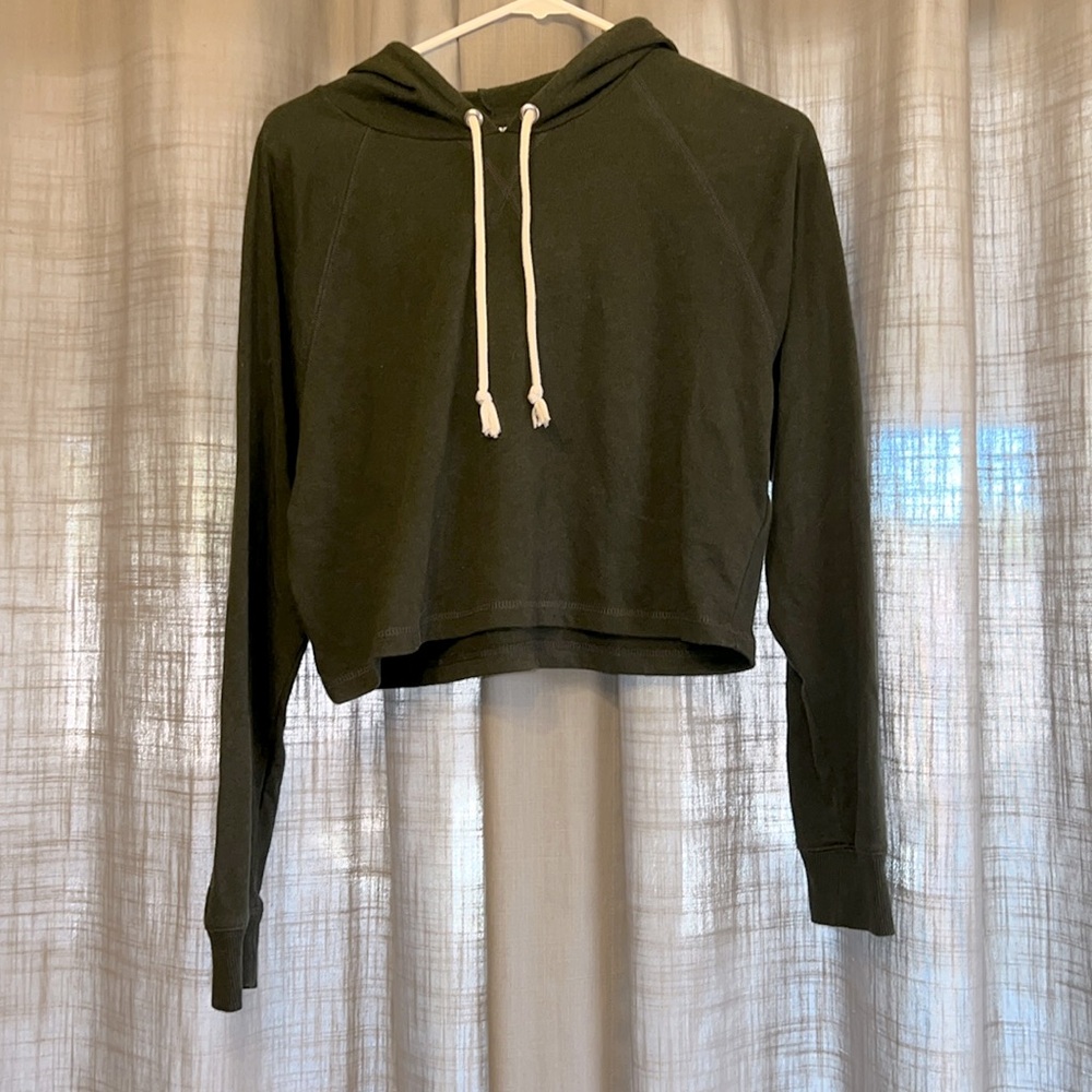 Olive green cropped hoodie